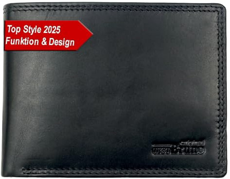 Leder Geldbörse schwarz Leder RFID Herren Portemonnaie groß Geldbeutel Männer Portmonee schwarz viele Fächer, Herrengeldbörse Echtleder Querformat