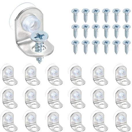 QUARKZMAN Montaggio Staffa Fissaggio Scaffale Vetro 0.55 x 0.47Staffa Fissa con Mandrino Muro Montaggio Argento 30pz
