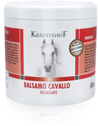 HW CASE Kräuterhof Balsamo per cavalli riscaldante, extra forte, gel massaggiante - Rimedio naturale per il sollievo muscolare (1x500ML)