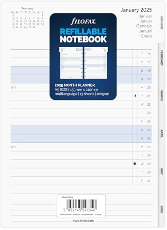 Filofax A5 Notebook månadsplanerare 2025