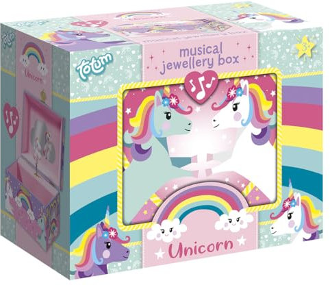 Totum Enhörning smyckeskrin, smyckeskrin speldosa med ljud, snurrande enhörning...