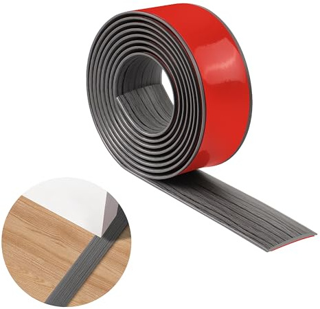 Bodenübergangsstreifen,PVC Selbstklebende Schwellenleisten für Türöffnungen,Wasserdicht Verschleißfest,Teppichtürstreifen Geeignet für Von Türen,Fenstern,Böden (dunkelgraue Holzmaserung, 2m-4cm)