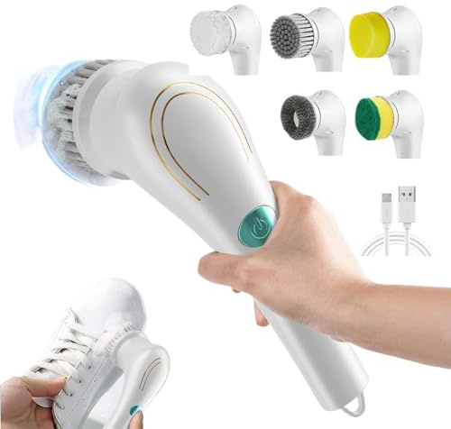 Depurador eléctrico de Mano, Limpiador de baño Multifuncional, Potente Limpiador de Ducha, Cabezales de Cepillo reemplazables, Limpiador de baño de Mano, Limpiador de Suelo de Azulejos, Cepillo de