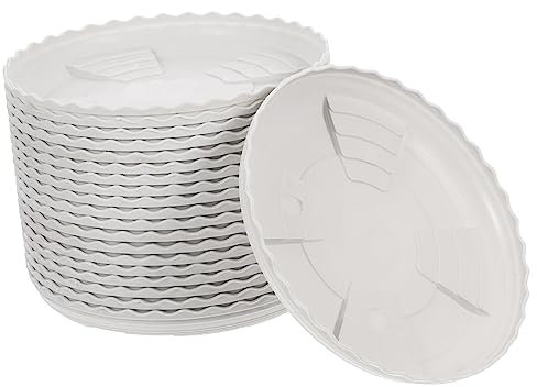 Yardwe Soucoupes Rondes Plateau de Drainage Lot de 20 en Métal Blanc pour Pots de Fleurs pour Plantes D’intérieur et Extérieur