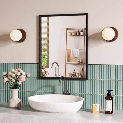 Snowdool Espejo de Pared Negro de, 40 x 50 cm con Marco Rectangular, Ideal para Colgar Horizontal o verticalmente, Ideal para vestidor, baño, Dormitorio y Sala de Estar