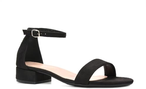 Women's Low Heel Flat Sandals Ladies Ankle Strap Block Chunky Heel Comfy Open Toe Shoes Size 3-8