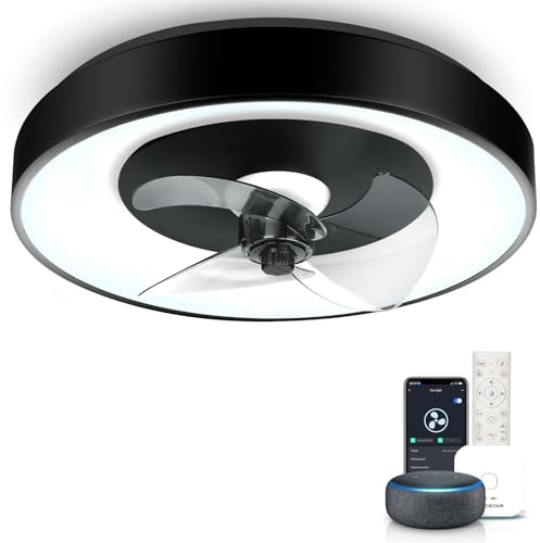Aigostar Smarte Deckenventilator mit Licht, Alexa-kompatibel - 40W LED, 4400LM, dimmbar (2700K-6500K) - Leiser Deckenventilator mit Fernbedienung und Gateway, 6 Geschwindigkeiten, Ø 50cm
