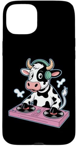 Dj Vaca Con Auriculares Tocadiscos Música Carcasa para iPhone 15 Plus