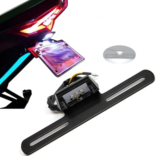 APEBAZY 3 LED-Motorradkennzeichenbeleuchtung mit Rahmenhalterung Heckbeleuchtung für Motorradkennzeichen Kompatibel mit Cruiser, ATV, Roller usw