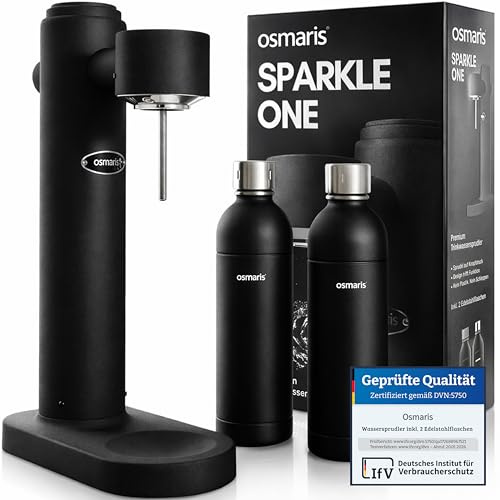 Wassersprudler aus hochwertigem Edelstahl - Design Soda Maker inkl. 2x 1,1 L Edelstahlflaschen - geschmacksneutral & 100% dicht - Sprudelwasser Maschine mit Druckablassventil für moderne Küchen