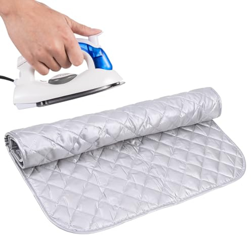 YUVKIN 1 Pcs Bügelmatte Bügelunterlage Faltbares Baumwolle Hitzebeständige Tragbar Reise Bügeldecke für Tisch Bügelbrett Desktop und andere Oberflächen (45 X 85cm)