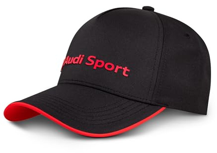 Audi 3132501200 - Berretto da Baseball con Scritta Audi Sport, Colore: Nero/Rosso