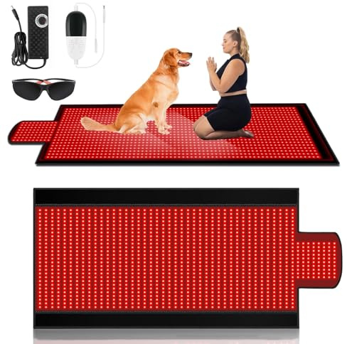 Red Light Therapy Blanket with Low EMF, 2570 LEDs Full Body Red Light Therapy Mat for Pain Relief, 660nm and 850nm, Mat Heating Pad, Adjustable Timer & Intensity