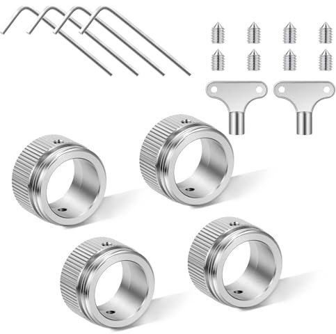 Adiwo Heating Valve Adapter Set, 4 PCS M30x1.5 Stainless Steel Radiator Thermostat Adapter, 2 PCS Radiator Bleed Key, with 4 Wrench and Installation Kit, 22mm Inner Diameter, for RA Rav Ravl Valves