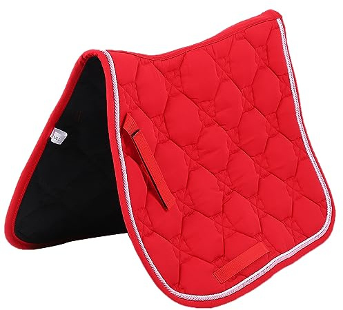 Naroote Almohadilla para Silla de Montar de Caballo, con de Correas de PP de Doble Cuerda, Suave y Transpirable, de Algodón, para Equipo de Estera de Absorción de Sudor, Rojo/Azul Marino,