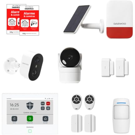 Allarme Casa connesso senza abbonamento – Daewoo Security Smart Protect Remote Essential con telecamere HD, Sirena solare e 4 contattori porta – Compatibile con Alexa e Google Home