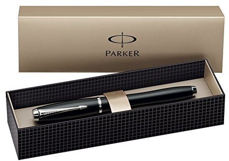 Parker S0850440 Urban-Tintenroller (mattschwarzer Lack mit Chromverzierungen, schwarze Tinte)