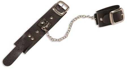 W WIDMANN MILANO Party Fashion, Esposas, versátiles para manos y pies, cuero sintético negro duradero, elegantes remaches, cadena segura, para tu disfraz