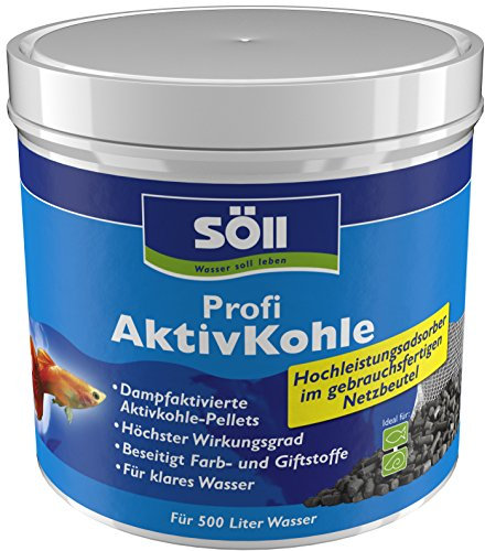 Söll 83309 Profi AktivKohle, 500 ml (im Netzbeutel, für 500 Liter Wasser) - Wasseraufbereitung mit Aktivkohle, aus Reiner Steinkohle zur Bindung von Giftstoffen in Aquarien