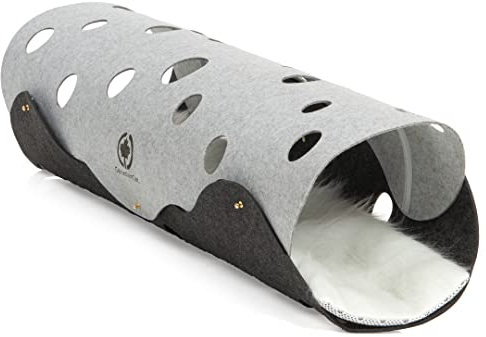 CanadianCat Company | Katzen Filztunnel XXL |ca. 120 x 30 cm | Spieltunnel & Liegematte - der Katzentunnel in hellgrau/dunkelgrau