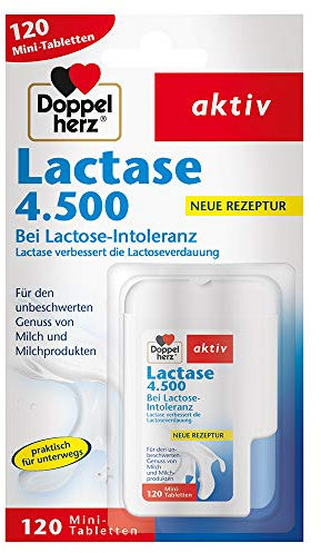 Doppelherz Lactase 4.500 – Nahrungsergänzungsmittel bei Laktoseintoleranz im praktischen Klickspender – 1 x 120 Tabletten