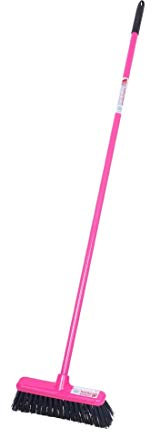 Red Gorilla Broom Sweeping Brush Hard Bristles Wide 50cm Head Weather Resistant for Indoors Outdoors 1.5m Long (Pink)