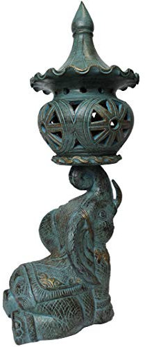 Rotfuchs Dekofigur Tierfigur Tonfigur Balkon Dekoration Gartenfigur Elefant Figur türkis Gold 78 cm aus Ton Handarbeit