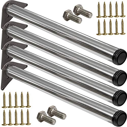 Stahlia 4 x Edelstahl Tischfuß Ø60 mm Tischbeine Möbelfuß |Höhe 560 mm|höhenverstellbar + 30 mm|inkl. Befestigungsmaterial |Tischfuss Verstellfuß Möbel Fuß Füße |
