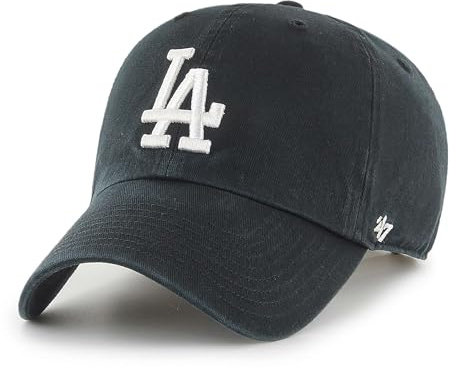 47 Los Angeles Dodgers MLB Clean Up Unisex Baseball Cap, Adjustable, White Logo, Black