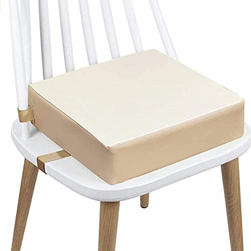 Portable Réhausseur Coussin de Siège Chaise Haute Lavable avec Boucle de Sécurité pour Repas Voyage de Bébé Bambin Enfant Tout-Petit (Beige)