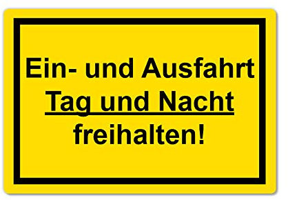 Einfahrt und Ausfahrt freihalten Schild 20 x 30 cm aus stabiler PVC Hartschaumplatte 3mm mit UV-Schutz von STROBO