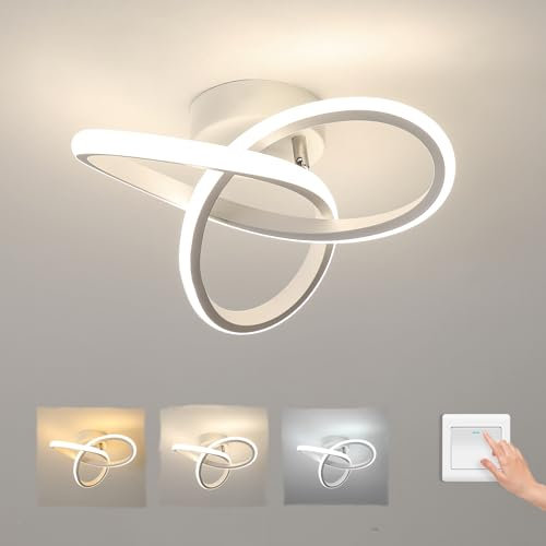 Osairous Plafonnier LED Moderne, Lampe de Plafond Blanc Chambre 20W 2200LM, Luminaire Plafonnier Cuisine en Aluminium Dimmable 3000K/4500K/6500K pour Balcon Salon Couloir, Dia 25cm