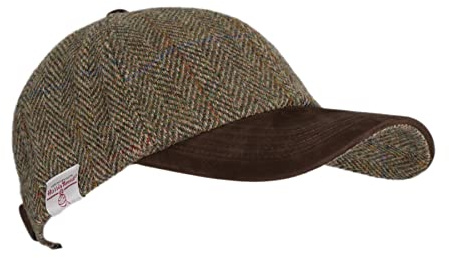 WALKER AND HAWKES - Harris Tweed Brungton Baseball Cap w/Suede Leather Peak - Moss Green