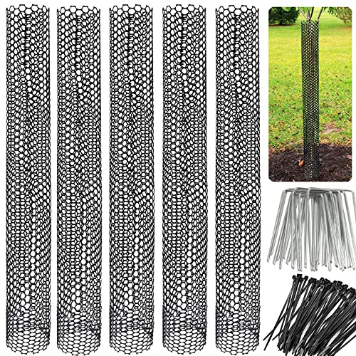 Yowlieu Mesh-Baumstammschutz, 6 Stück, 101,6 cm, Baumrinde-Schutz, mit Reißverschlussbändern, schützt den Baum vor Hirschmähern, Trimmern, Nagetieren