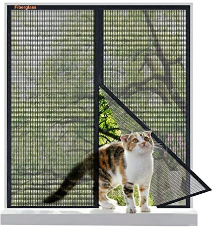 Risareyi Fiberglas Fliegengitter Fenster Magnet 60x80cm, Insektenschutz Fenster Automatische Schließung, Atmungsaktive, Magnet Fliegengitter Balkontür Ohne Bohren, Schwarz
