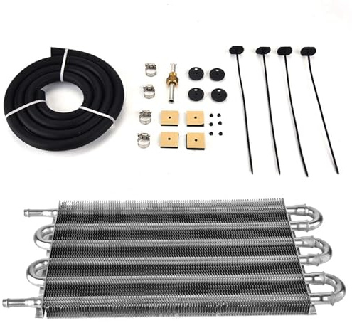 Refroidisseur D'huile de Direction Assistée, Kit de Refroidisseur D'huile de Transmission à Distance de Voiture 6 Rangées Convertisseur de Radiateur Manuel Automatique