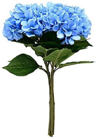 Softflame Fiori artificiali/finti/finti – ortensia azzurro 4 pezzi per matrimoni, casa, feste, ristoranti
