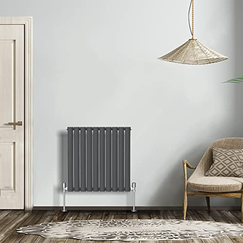 NRG Modern Radiator Anthracite 600x590mm Single Oval Panel Heater Interior Designer Horizontal Bathroom Radiators