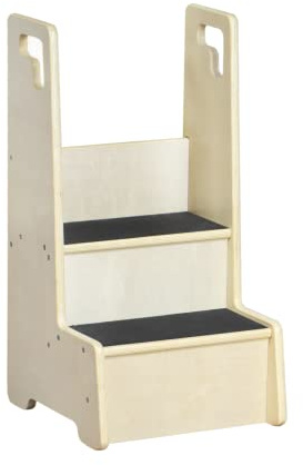 RRI Goods 2 Step Up Stool for Toddlers and Kids with Support Handles and Non Slip, Montessori Wooden Reach Up Safety Steps for Bathroom, Kitchen