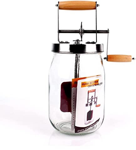 Churner à beurre à manivelle 1L/1,5 L, mélangeur à beurre manuel, cuisson des meilleurs gadgets mélangeur à crème pour fabricant de beurre, pot Mason à manivelle à manivelle, créer un délicieux beurre