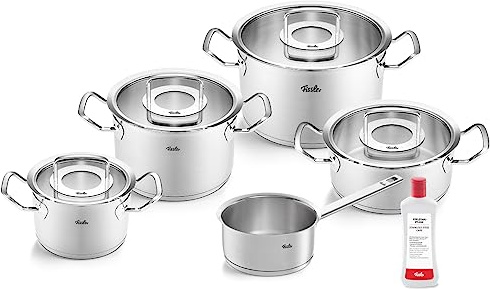 Fissler Original-Profi Collection/Edelstahl-Kochtopfset, 5-teilig, inkl. Glas-Deckel + Gratis Edelstahlpflege - Induktion, Silber