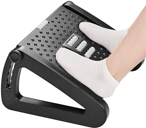 HEETA Poggiapiedi da Scrivania, Ergonomico Regolabile in Altezza Con Funzione Massaggiatore per Ufficio e Casa