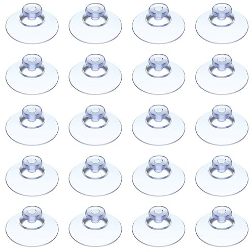 20 Stück Saugnäpfe aus Kunststoff Ø 20mm, Durchsichtige Saugnäpfe, PVC Kunststoff Saugnapf, Saugnäpfe Stark,Kleine Klare Kunststoff-Saugnäpfe ohne Haken für Außenbereich, Küche, Bad, Fenster, Spiegel
