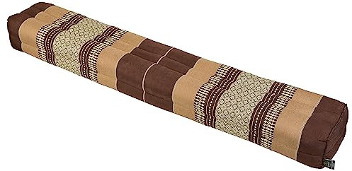 Handelsturm Pranayama/Yogakissen, rechteckig lang 110x17x10, Thaikissen mit 100% natürlicher Kapokfüllung (erdtöne)