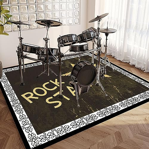 SOSTAG Schlagzeugteppich 200 x 160 cm Drum Teppich, Schallschutz Teppich rutschfeste Trommel Teppiche für Akustik Schlagzeug E Drum Kits Bass Drum Elektronisch Snare Klavier Musikinstrumente Teppich