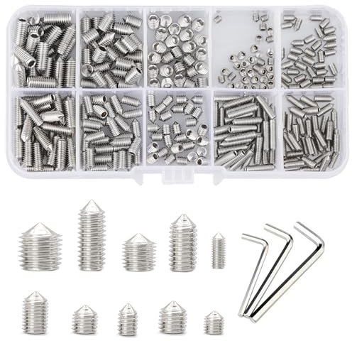 YSDMY 308 Stück Madenschrauben Gemischt，M3/M4/M5 Madenschrauben Sortiment Set，Gewindestifte mit Schraubenschlüssel für Türgriffe