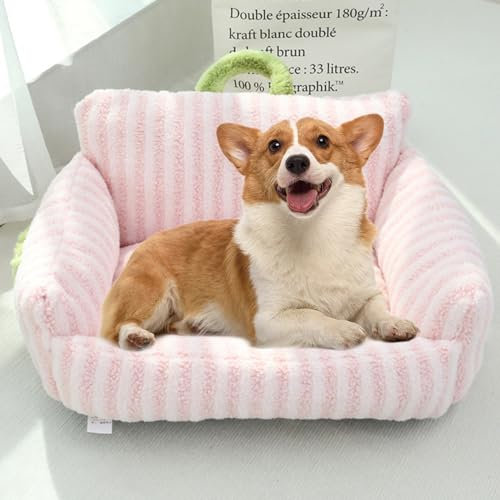 RUYICZB Hundesofa Für Mittlere Hunde, Hundebett Flauschig Atmungsaktiv Haustierbett Hundematratze Hundekorb Mittelgroße Hunde Katzensofa Hundecouch Weiche Polsterung,Rosa,21.65 * 17.71inch