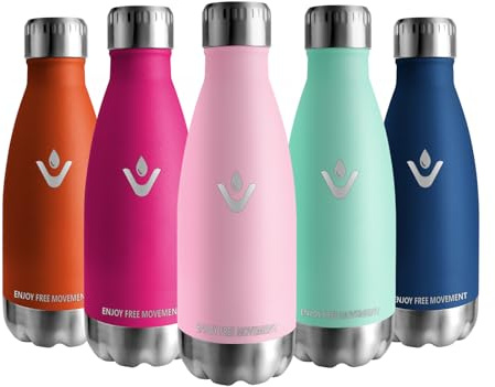 Vikaster thermosflasche, 0.35L thermos, BPA-Frei Auslaufsicher Wiederverwendbar thermoskanne, trinkflasche edelstahl für Fahrrad, Camping, Yoga, Gym, Fitness, Schule, Reisen, Outdoor
