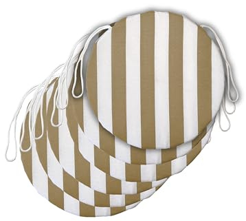 Il Tuo Artigiano Design Set 6 Cuscini per Sedie da Giardino Made in Italy - Cuscini Copri Sedie da Cucina Sfoderabili - Imbottiture in Spugna (Diametro 40 cm, Bianco e beige)