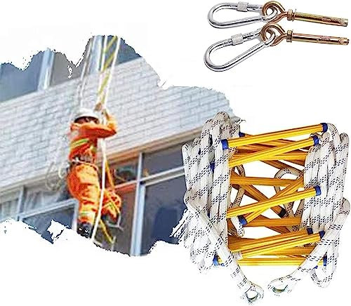 Weiche Leiter, Feuerleiter, Strickleiter, Notfall-Rettungsleiter, Mehrzweckleiter mit Haken, sehr geeignet für den schnellen Einsatz, Strickleiter (einfarbig, 20 m/66 Fuß)